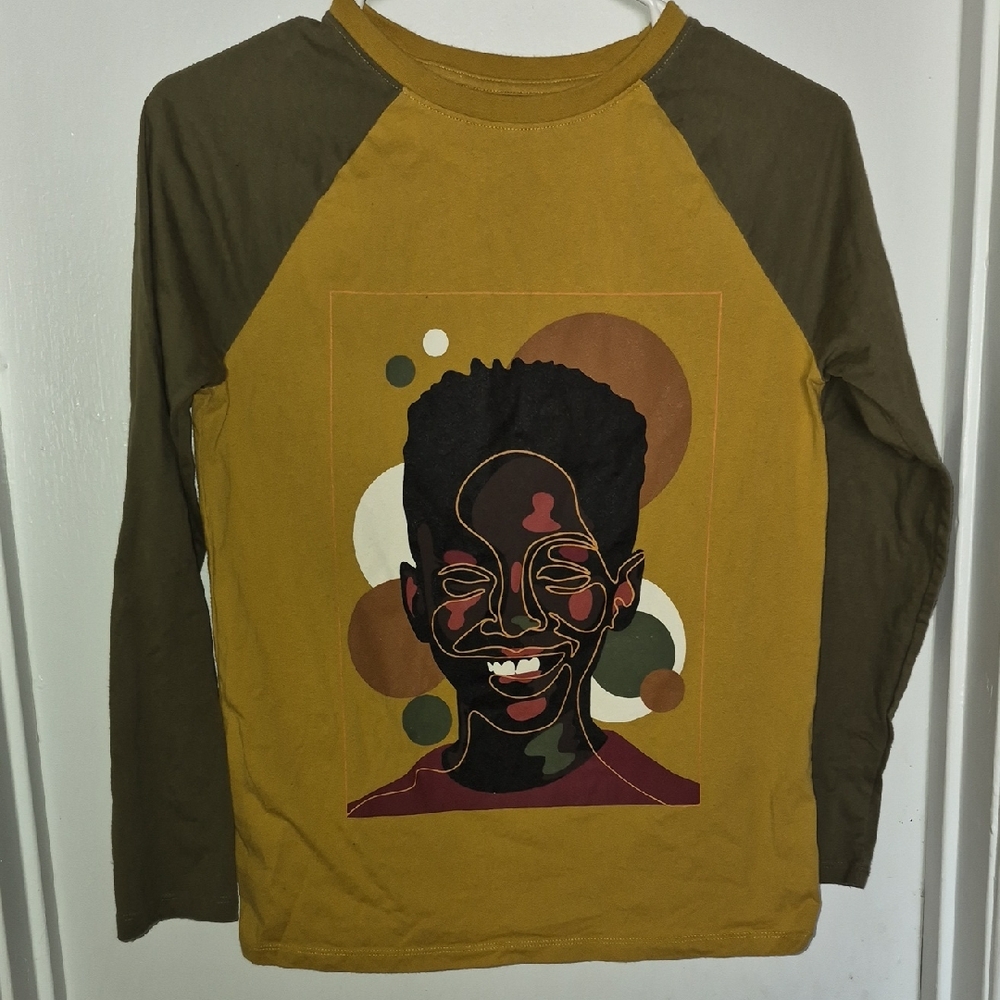 Black Boy Joy Black History Month Long Sleeve Graphic Tee - Mustard and Olive